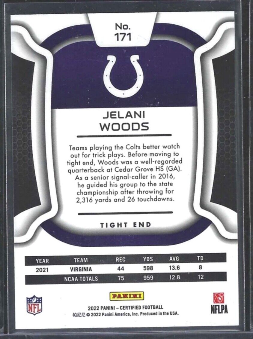 JELANI WOODS 2022 PANINI CERTIFIED BLUE FOIL ROOKIE RC #D 48/75