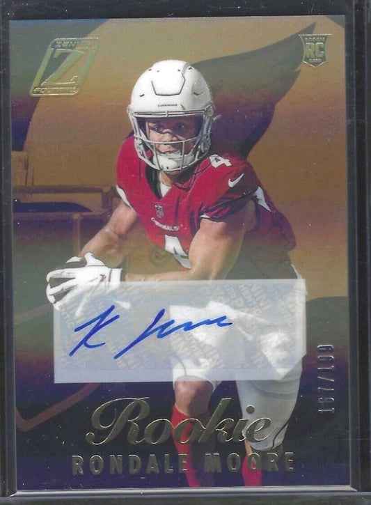 RONDALE MOORE 2021 PANINI ZENITH SILVER FOIL ROOKIE AUTO RC #D 167/199