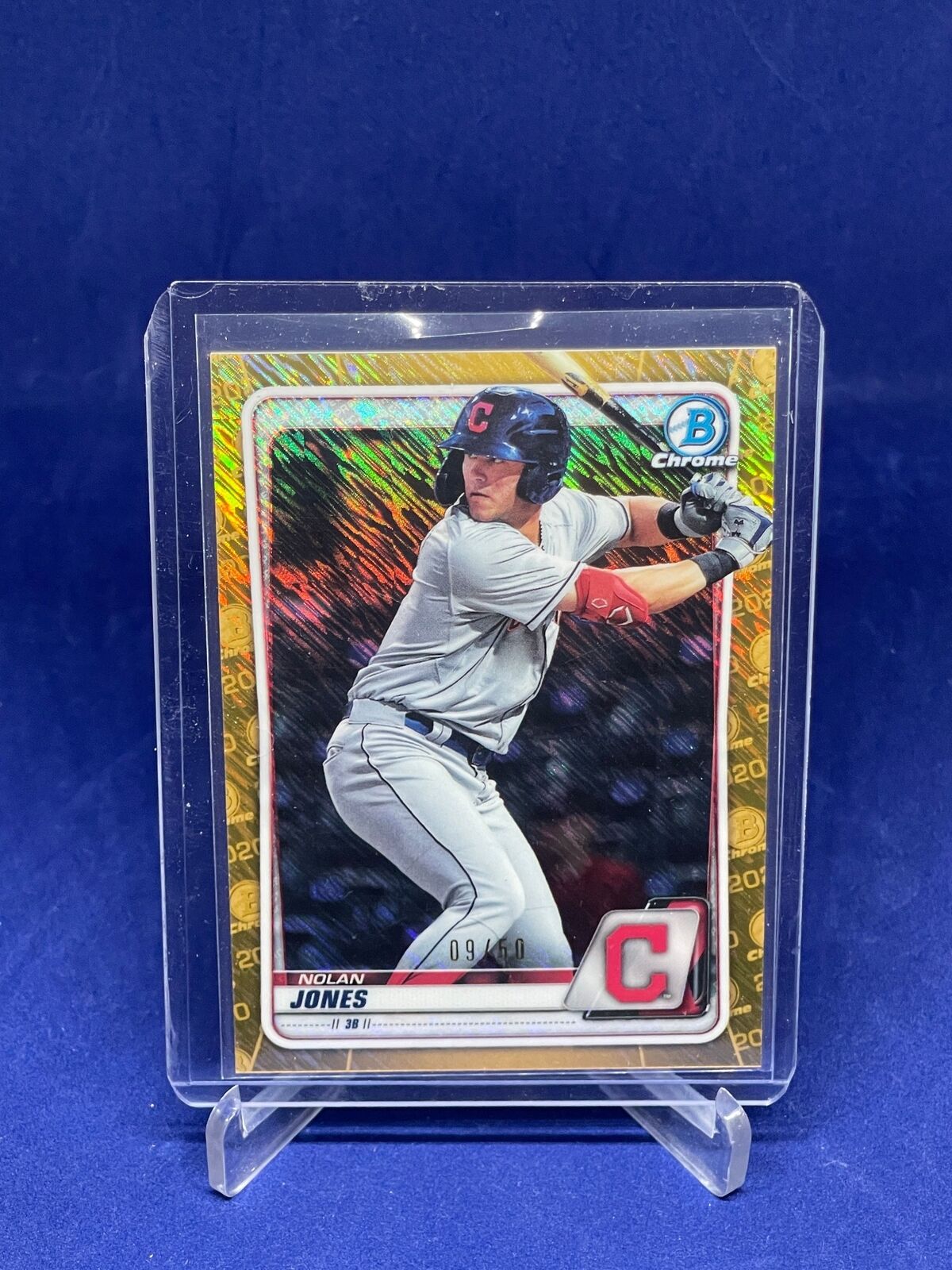 NOLAN JONES 2020 BOWMAN CHROME GOLD SHIMMER REFRACTOR PROSPECT #D 9/50
