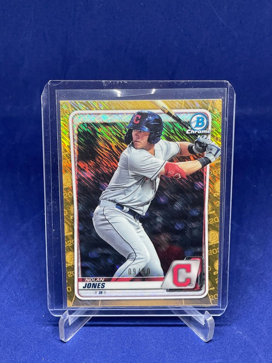 NOLAN JONES 2020 BOWMAN CHROME GOLD SHIMMER REFRACTOR PROSPECT #D 9/50