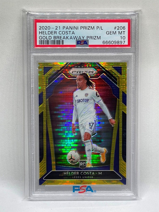 HELDER COSTA 2020-21 PANINI PRIZM EPL GOLD BREAKAWAY PRIZM RC /10 PSA 10 POP 1/1