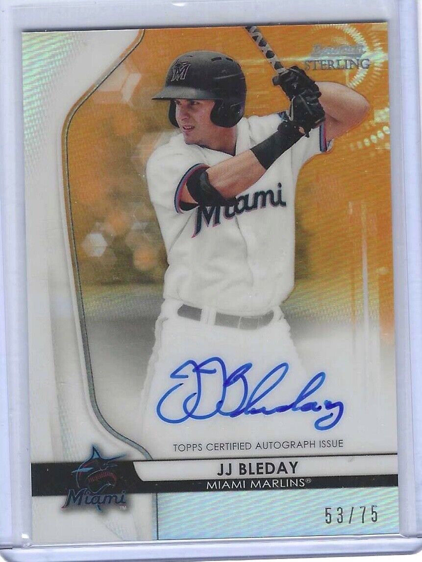 JJ BLEDAY 2020 BOWMAN STERLING ORANGE REFRACTOR PROSPECT ON CARD AUTO #D 53/75