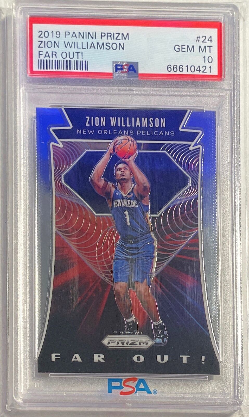 ZION WILLIAMSON 2019-20 PANINI PRIZM FAR OUT! ROOKIE RC #24 PSA 10 GEM MINT