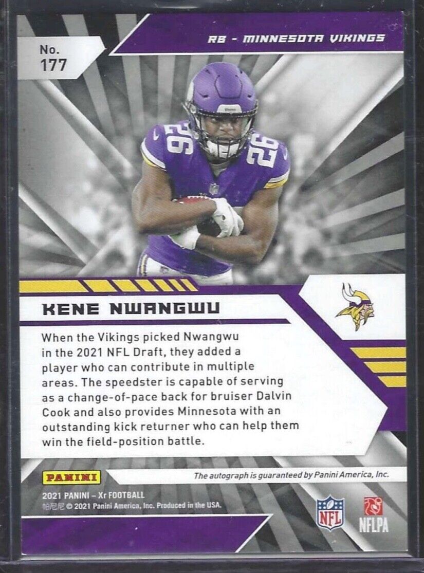 KENE NWANGWU 2021 PANINI XR ORANGE FOIL ROOKIE AUTO RC #D 47/49