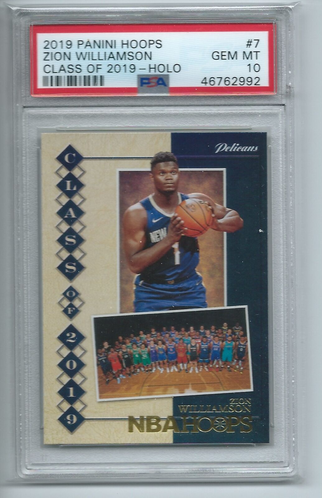ZION WILLIAMSON 2019-20 PANINI HOOPS CLASS OF 2019 HOLO RC #7 PSA 10 GEM MINT