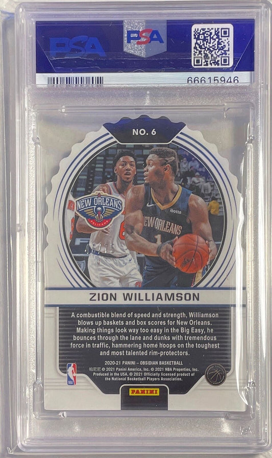 ZION WILLIAMSON 2020-21 OBSIDIAN SUPERNOVA PURPLE DIECUT #D 46/75 PSA 10 POP 1/1