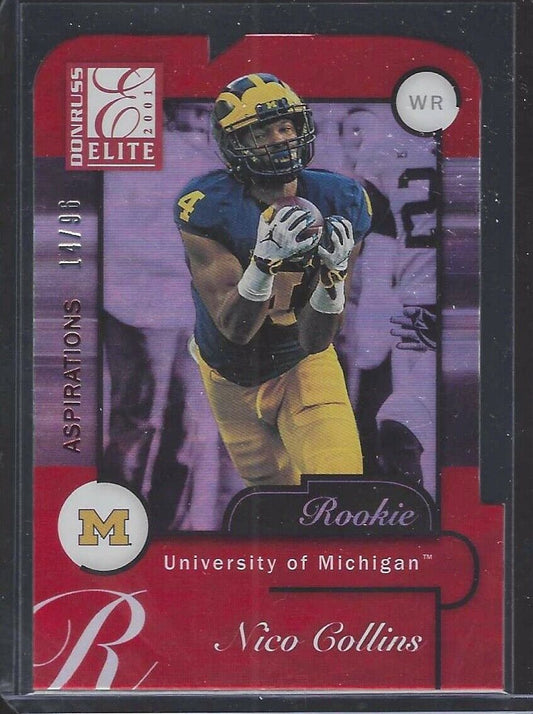 NICO COLLINS 2021 PANINI DONRUSS ELITE RED ASPIRATION DIE CUT ROOKIE RC #D 14/96