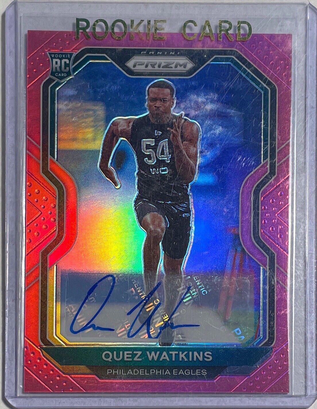 QUEZ WATKINS 2020 PANINI PRIZM AUTO PINK PRIZM ROOKIE RC #344
