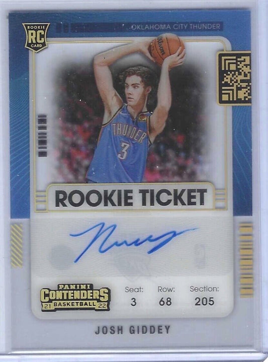 JOSH GIDDEY 2021-22 PANINI CONTENDERS CLEAR ACETATE ROOKIE TICKET AUTO RC #106