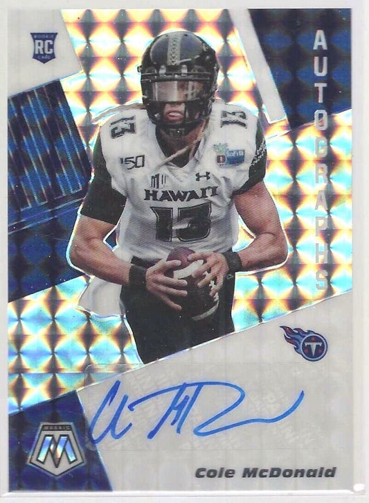 COLE MCDONALD 2020 PANINI MOSAIC SILVER MOSAIC PRIZM ROOKIE AUTO RC #RA58