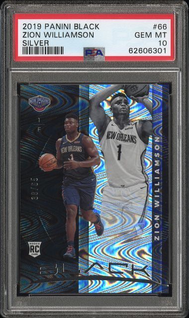 ZION WILLIAMSON 2019-20 PANINI BLACK SILVER ROOKIE RC #D 38/65 PSA 10 GEM MINT