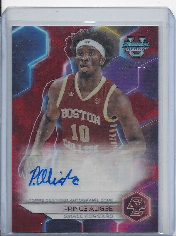 PRINCE ALIGBE 2023 BOWMANS BEST RED REFRACTOR BOSTON COLLEGE AUTO #D 6/10