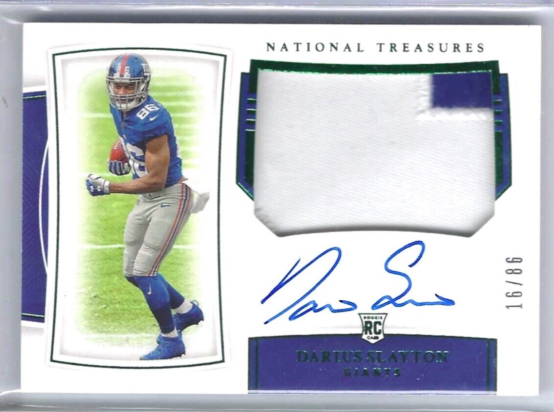 DARIUS SLAYTON 2019 NATIONAL TREASURES GREEN RPA PATCH AUTO RC #D 16/86