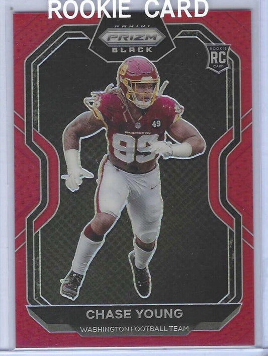 CHASE YOUNG 2020 PANINI CHRONICLES PRIZM BLACK RED PRIZM ROOKIE RC #D 51/99