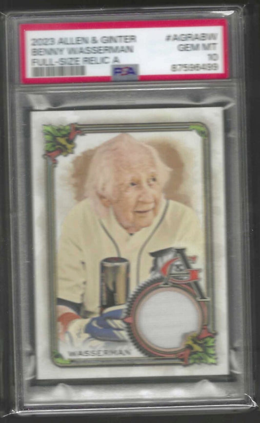 BENNY WASSERMAN 2023 ALLEN & GINTER FULL-SIZE RELIC PSA 10 GEM MINT POP 1/1