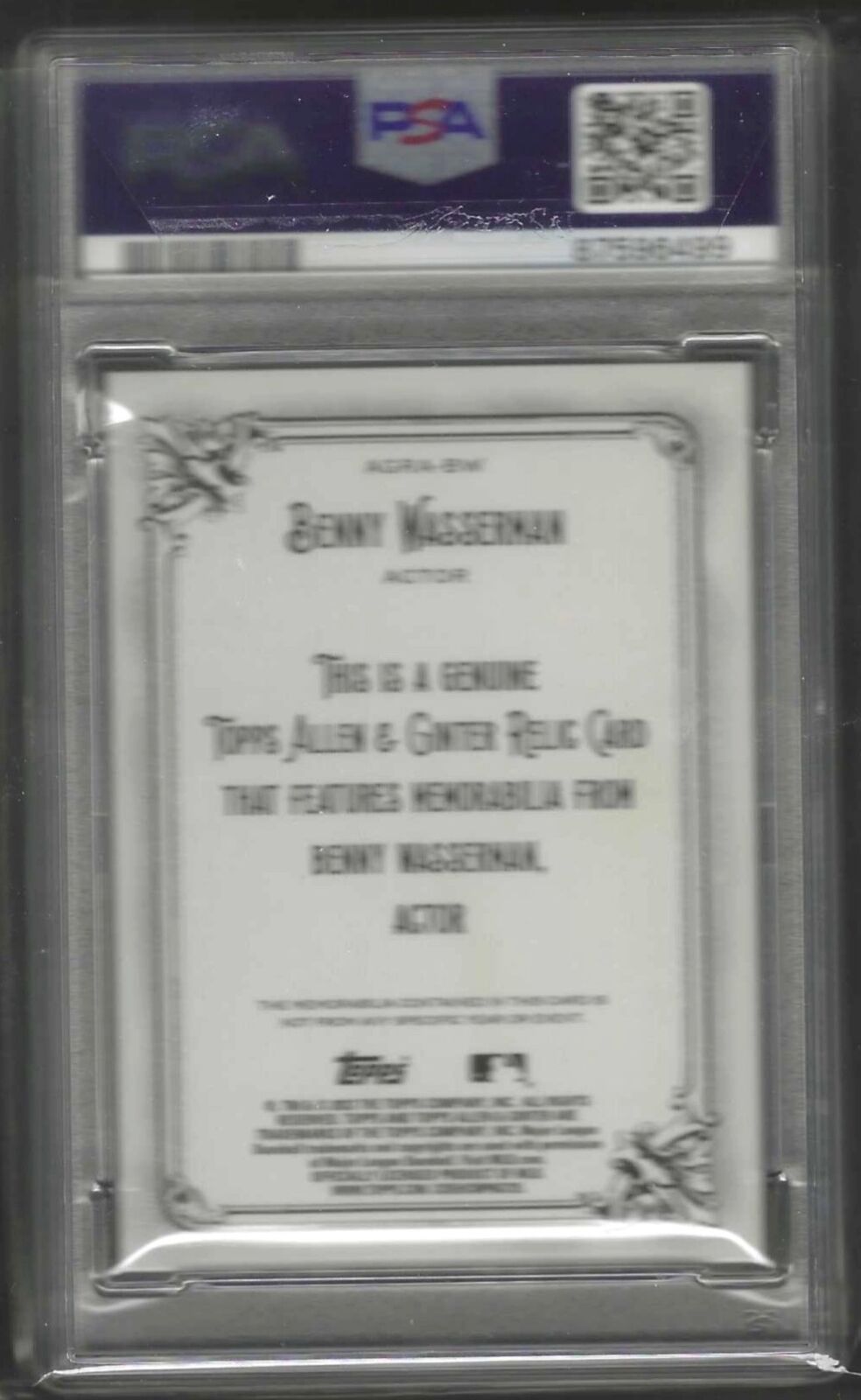 BENNY WASSERMAN 2023 ALLEN & GINTER FULL-SIZE RELIC PSA 10 GEM MINT POP 1/1