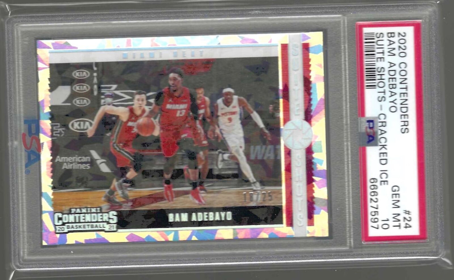 BAM ADEBAYO 2020-21 PANINI CONTENDERS SUITE SHOTS CRACKED ICE /25 PSA 10 POP 1/1