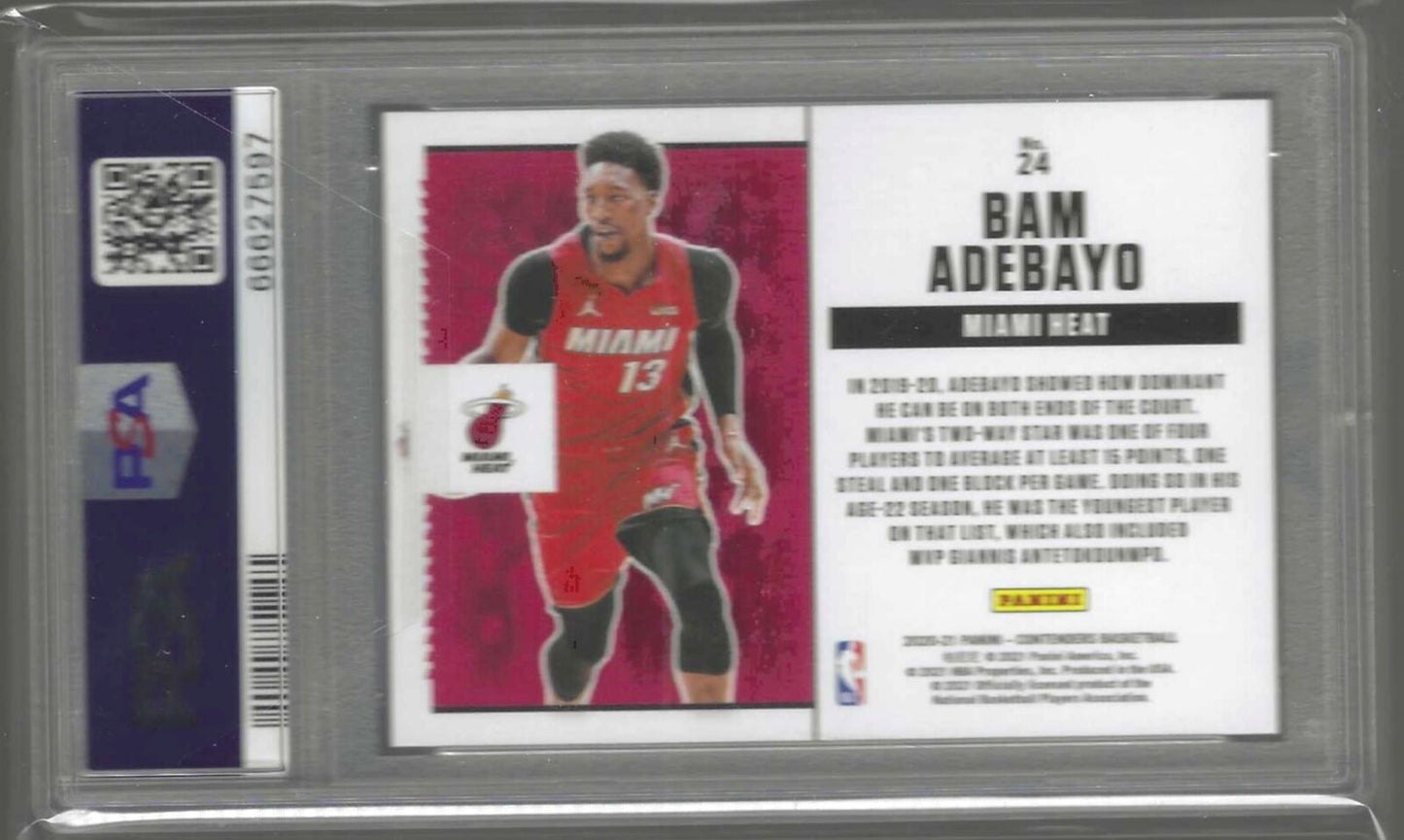 BAM ADEBAYO 2020-21 PANINI CONTENDERS SUITE SHOTS CRACKED ICE /25 PSA 10 POP 1/1