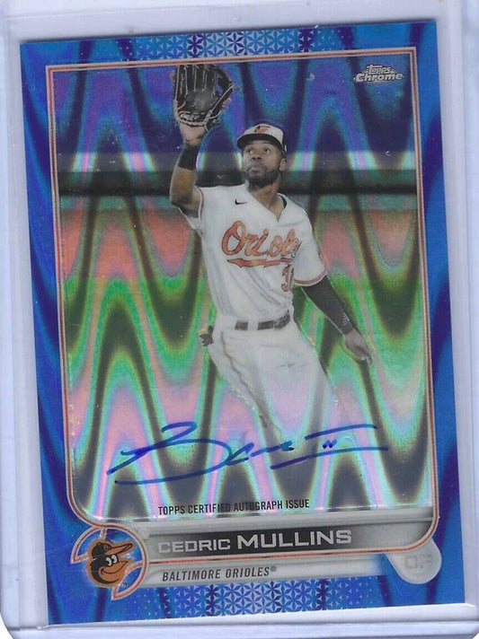 CEDRIC MULLINS 2022 TOPPS CHROME BLUE RAYWAVE REFRACTOR AUTO #D 063/150