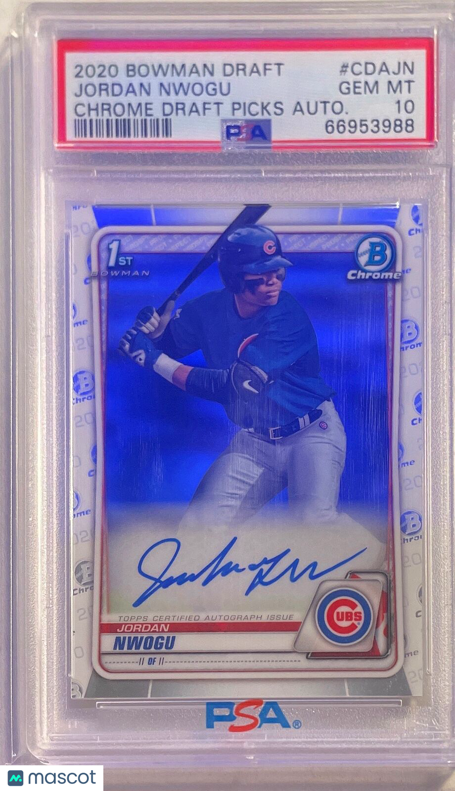 JORDAN NWOGU 2020 BOWMAN DRAFT CHROME 1ST DRAFT PICKS AUTO #CDAJN PSA 10 POP 17