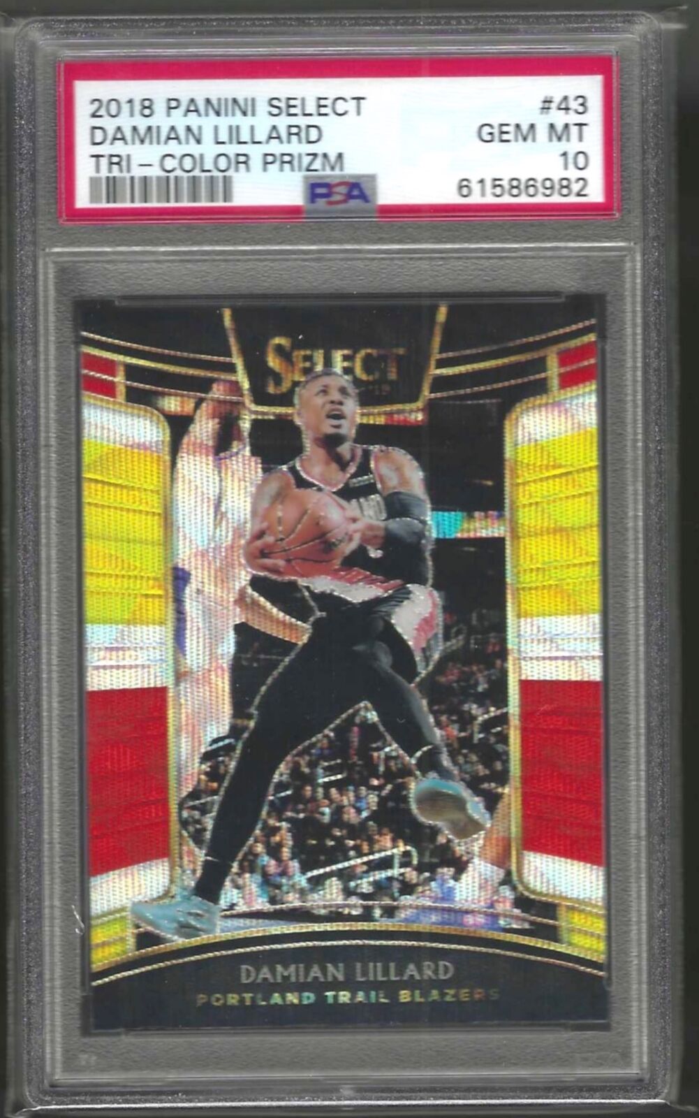 DAMIAN LILLARD 2018-19 PANINI SELECT CONCOURE TRICOLOR PRIZM #43 PSA 10 POP 12
