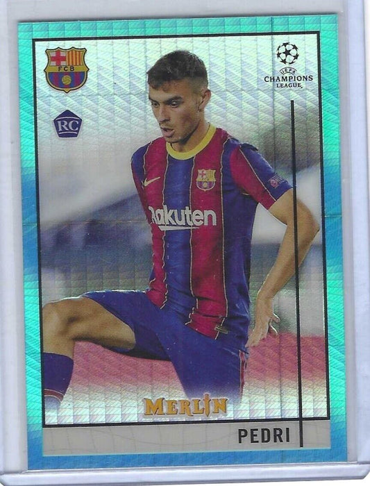 PEDRI 2020-21 TOPPS MERLIN AQUA HYPER REFRACTOR ROOKIE RC #89