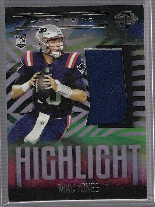 MAC JONES 2021 PANINI ILLUSIONS HIGHLIGHT ROOKIE JERSEY PATCH RC #HS-MJ