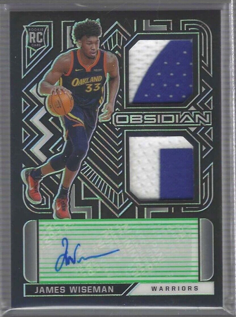 JAMES WISEMAN 2020-21 PANINI OBSIDIAN GREEN ETCH DUAL PATCH AUTO RC #D 15/15