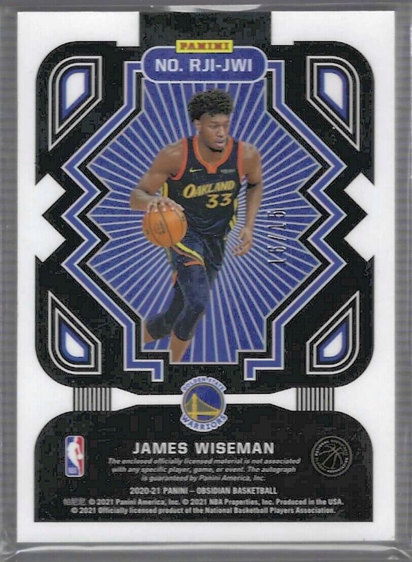 JAMES WISEMAN 2020-21 PANINI OBSIDIAN GREEN ETCH DUAL PATCH AUTO RC #D 15/15