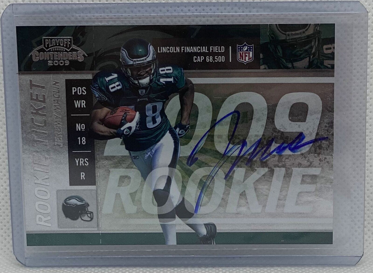 JEREMY MACLIN 2009 PLAYOFF CONTENDERS ROOKIE TICKET ON CARD AUTO RC #110