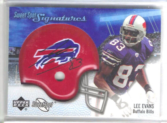 LEE EVANS 2007 UPPER DECK SWEET SPOT HELMET SIGNATURES AUTO #D 2/15