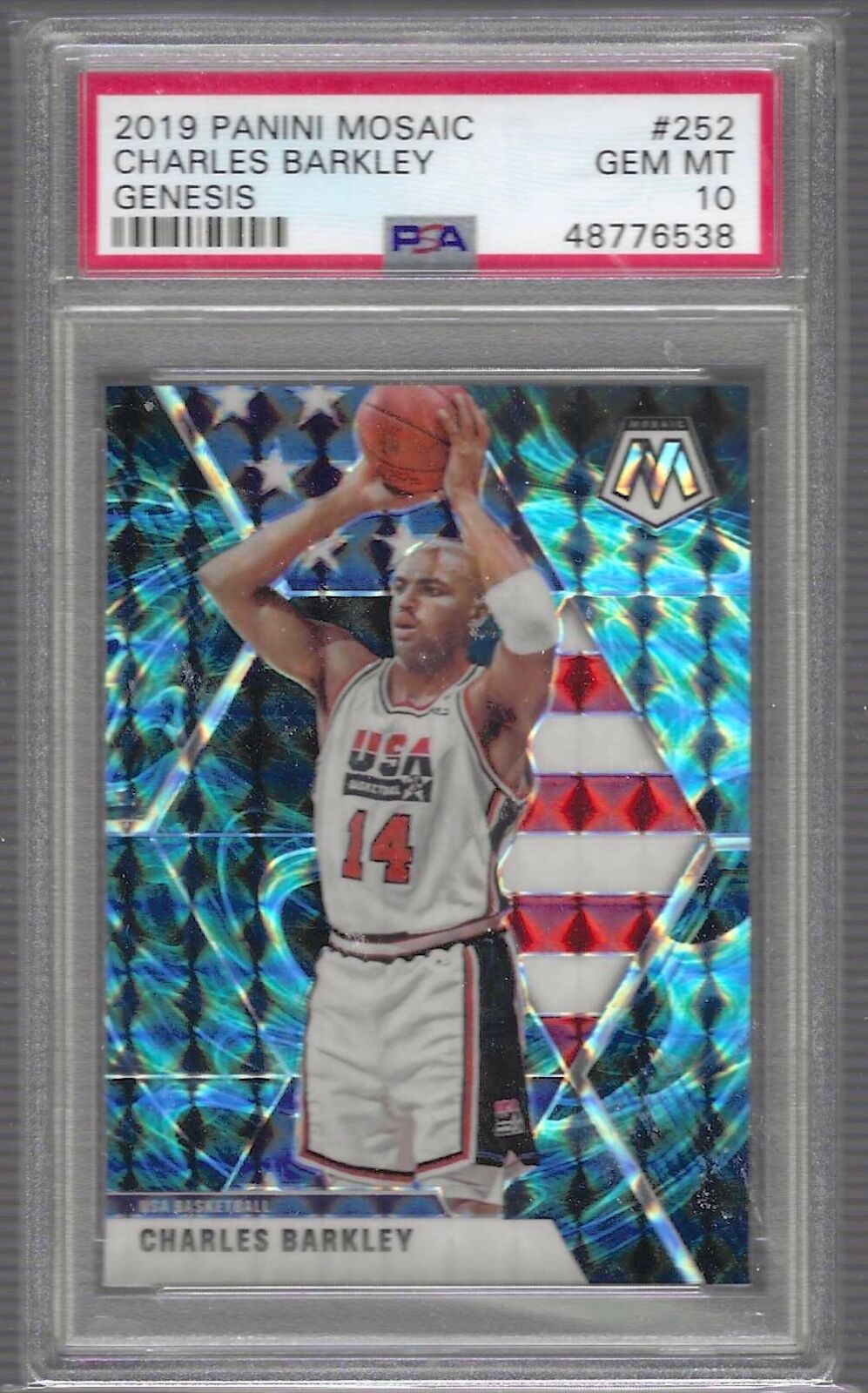 CHARLES BARKLEY 2019 PANINI MOSAIC DREAM TEAM GENESIS PRIZM SSP PSA 10 GEM MINT