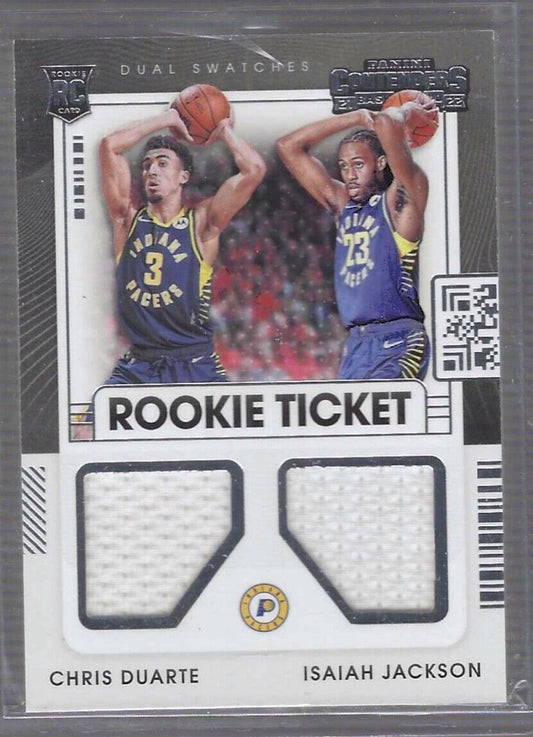 CHRIS DUARTE ISAIAH JACKSON 2021-22 PANINI CONTENDERS DUAL JERSEY RC #RT2-IND