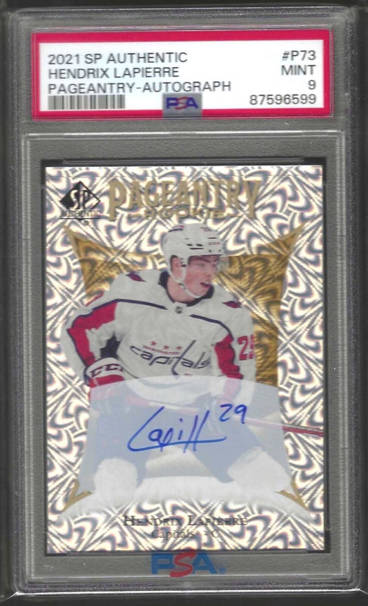 HENDRIX LAPIERRE 2021 SP AUTHENTIC PAGEANTRY ROOKIE AUTO RC #73 PSA 9 MINT POP 2