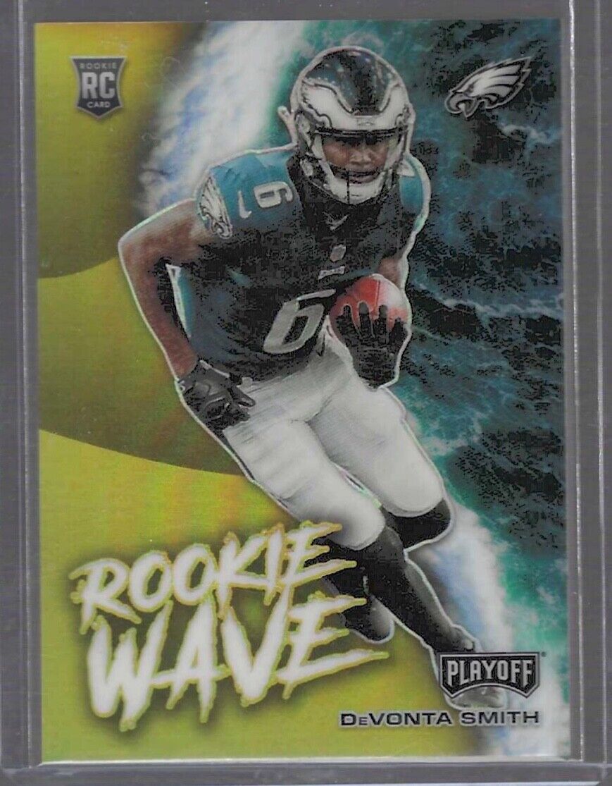 DEVONTA SMITH 2021 PANINI PLAYOFF GOLD PRIZM ROOKIE WAVE ROOKIE RC #D 10/10