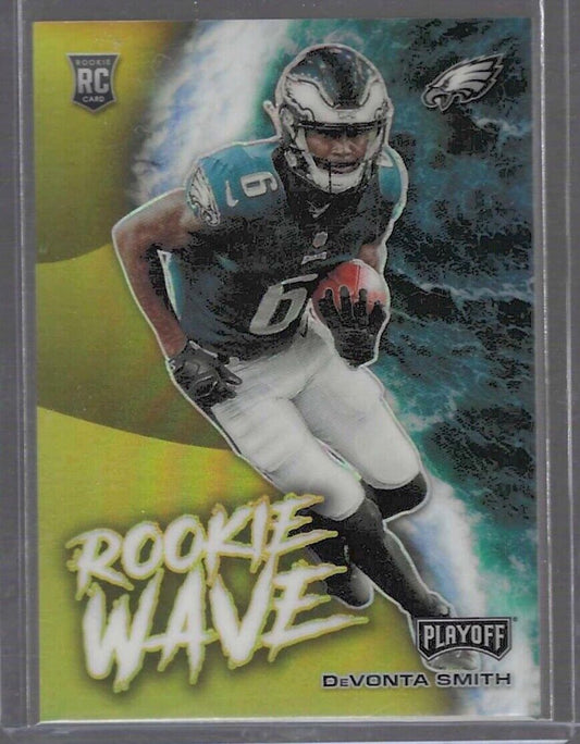 DEVONTA SMITH 2021 PANINI PLAYOFF GOLD PRIZM ROOKIE WAVE ROOKIE RC #D 10/10