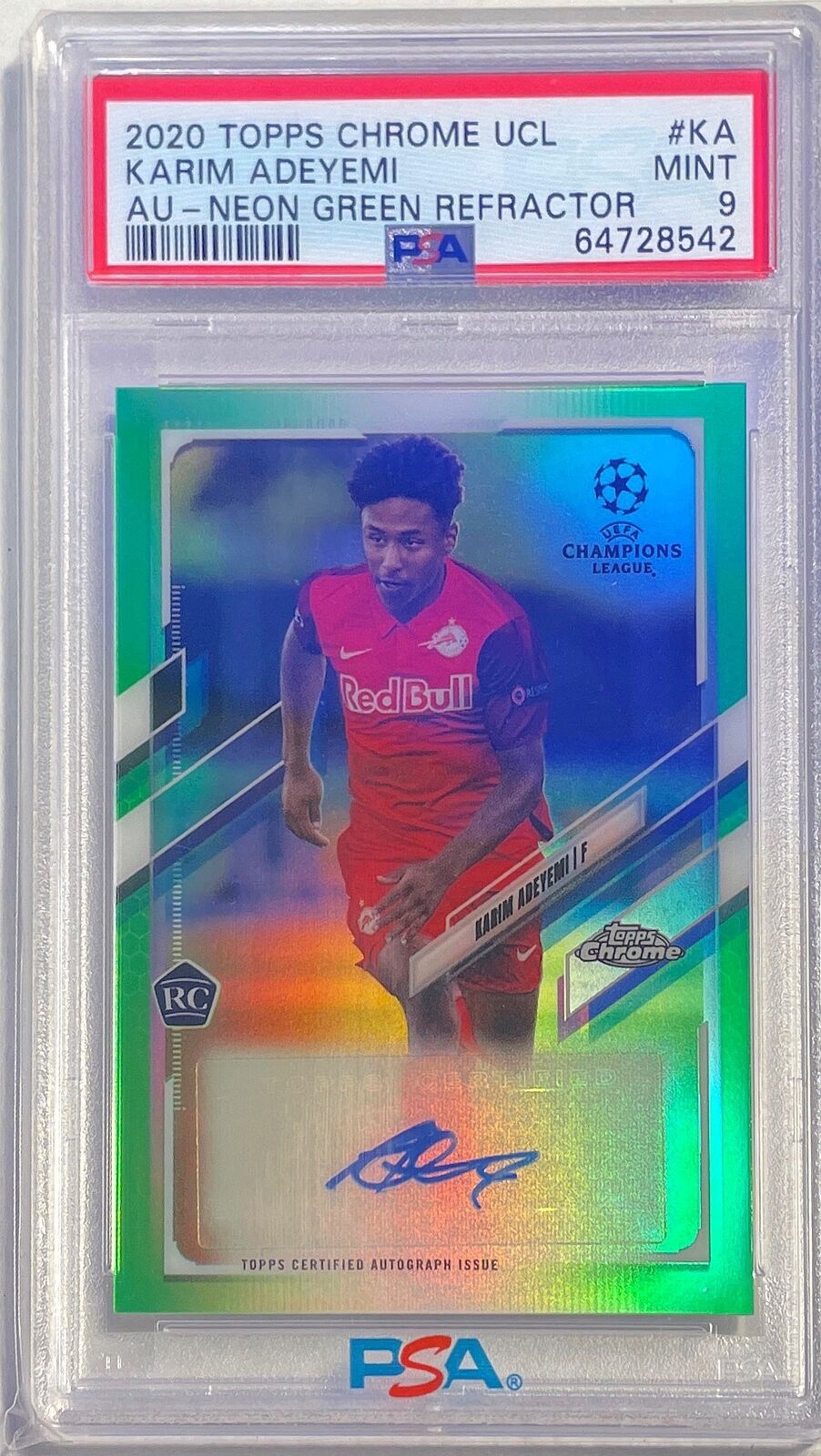 KARIM ADEYEMI 2020-21 TOPPS CHROME NEON GREEN REFRACTOR AUTO RC 9/99 PSA 9 POP 6
