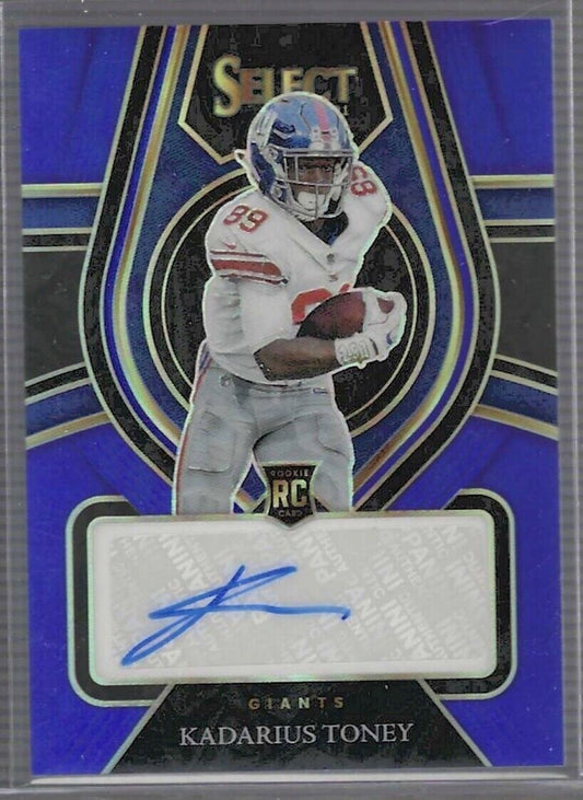 KADARIUS TONEY 2021 PANINI SELECT BLUE PRIZM ROOKIE AUTO RC #D 46/60