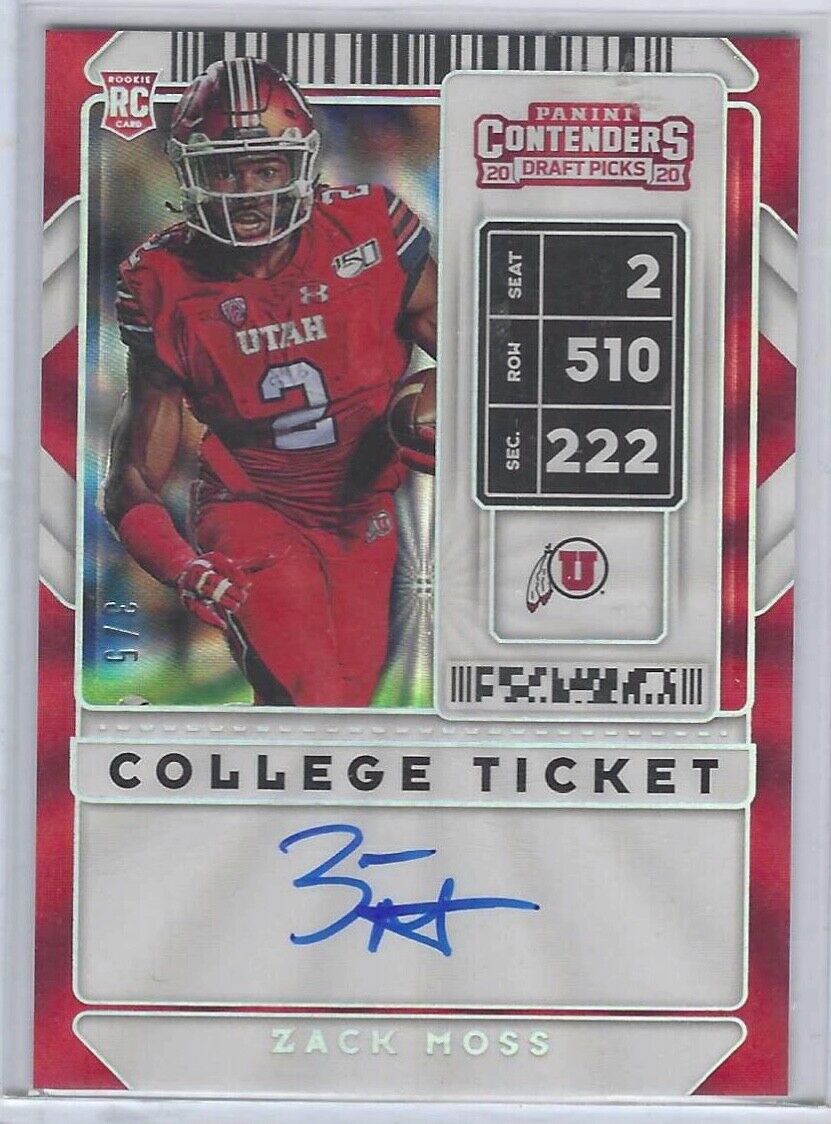 ZACK MOSS 2020 PANINI CONTENDERS DRAFT PICKS COLLECT TICKET FAME AUTO RC #D 3/5