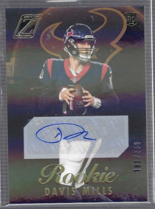 DAVIS MILLS 2021 PANINI ZENITH SILVER FOIL ROOKIE AUTO RC #D 181/249