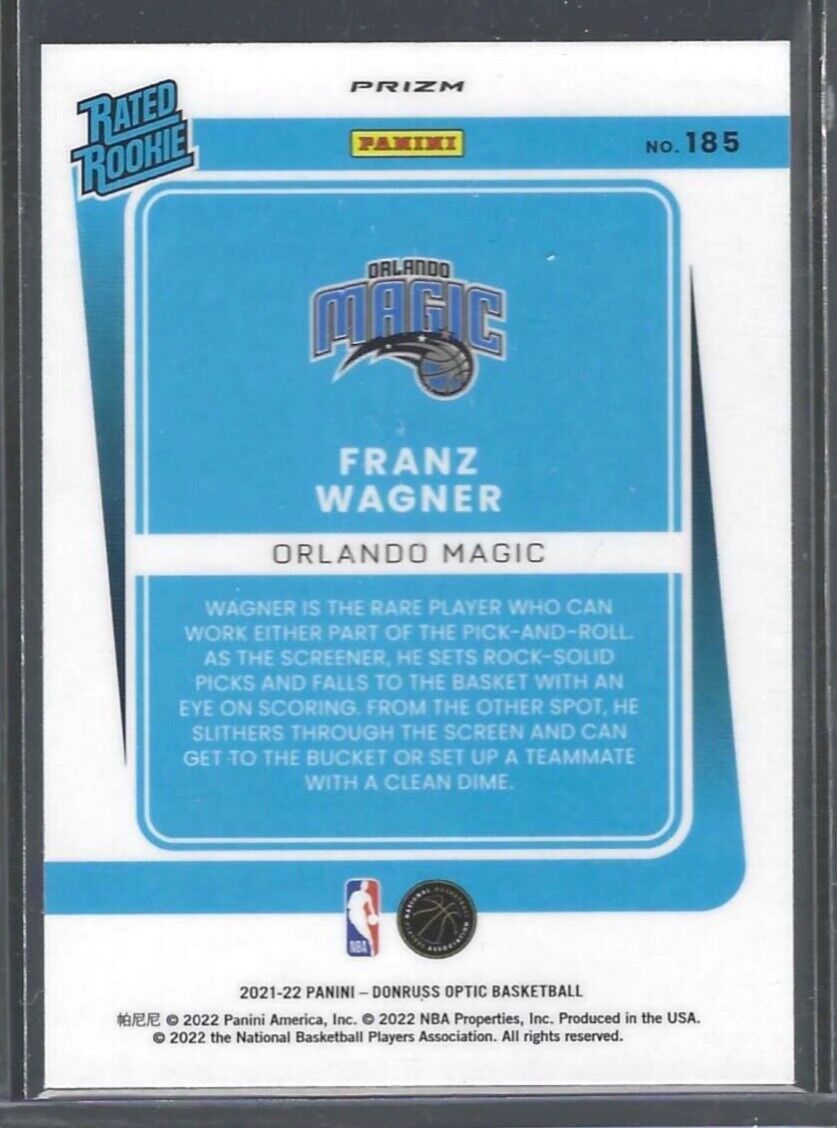 FRANZ WAGNER 2021-22 PANINI DONRUSS OPTIC SILVER HOLO PRIZM RATED ROOKIE RC #185