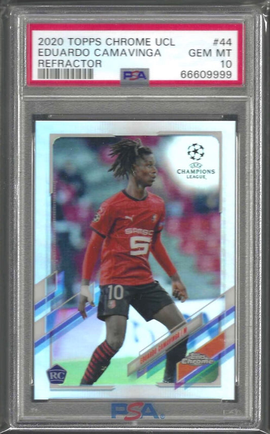 EDUARDO CAMAVINGA 2020-21 TOPPS CHROME SILVER REFRACTOR RC #44 PSA 10 GEM MINT