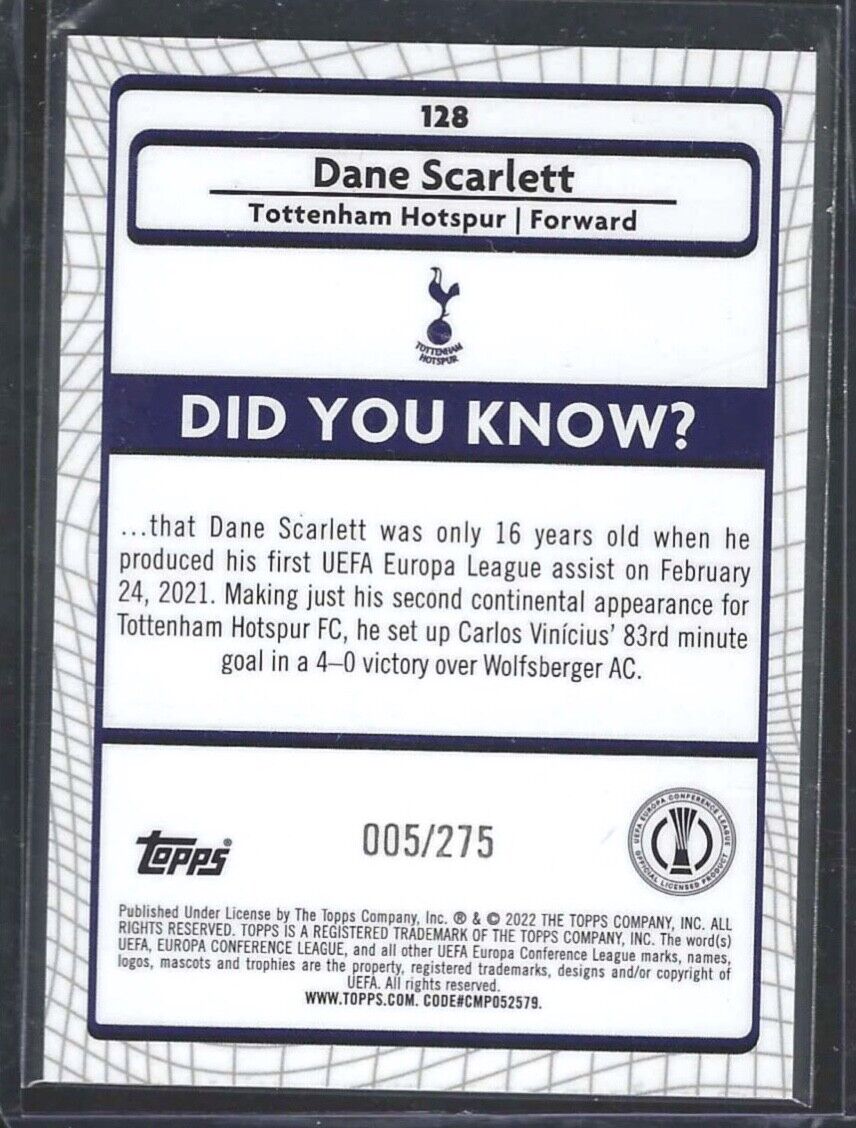 DANE SCARLETT 2021-22 TOPPS MERLIN PINK MOJO REFRACTOR ROOKIE RC #D 005/275