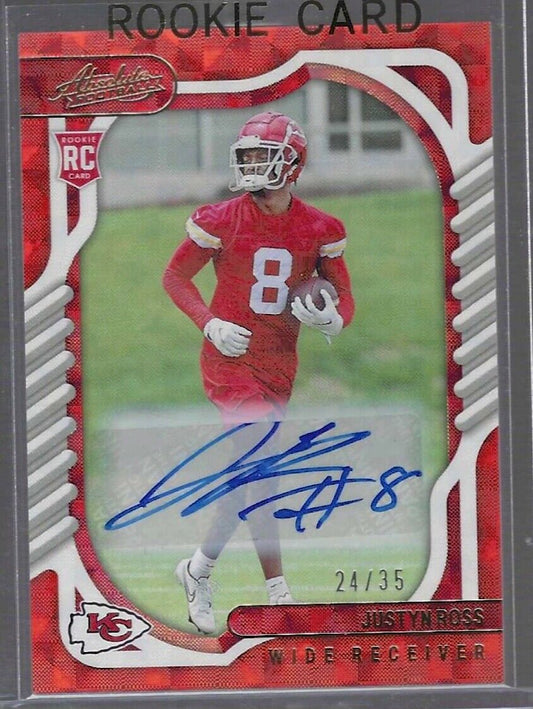 JUSTYN ROSS 2022 PANINI ABSOLUTE ORANGE KALEIDESCOPE ROOKIE AUTO RC #D 24/35