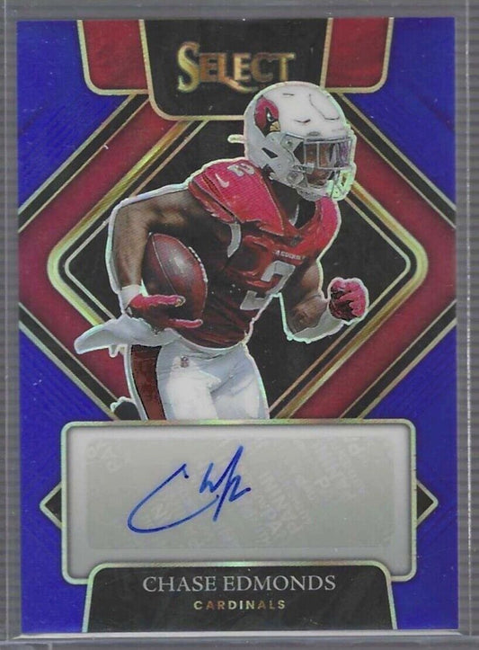 CHASE EDMONDS 2021 PANINI SELECT BLUE PRIZM AUTO #D 47/99