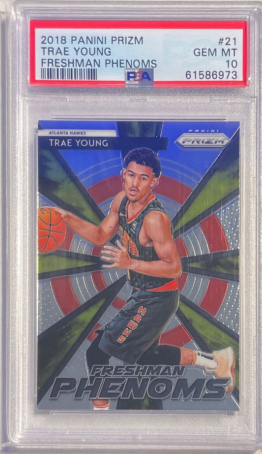 TRAE YOUNG 2018-19 PANINI PRIZM FRESHMAN PHENOMS ROOKIE RC #21 PSA 10 GEM MINT
