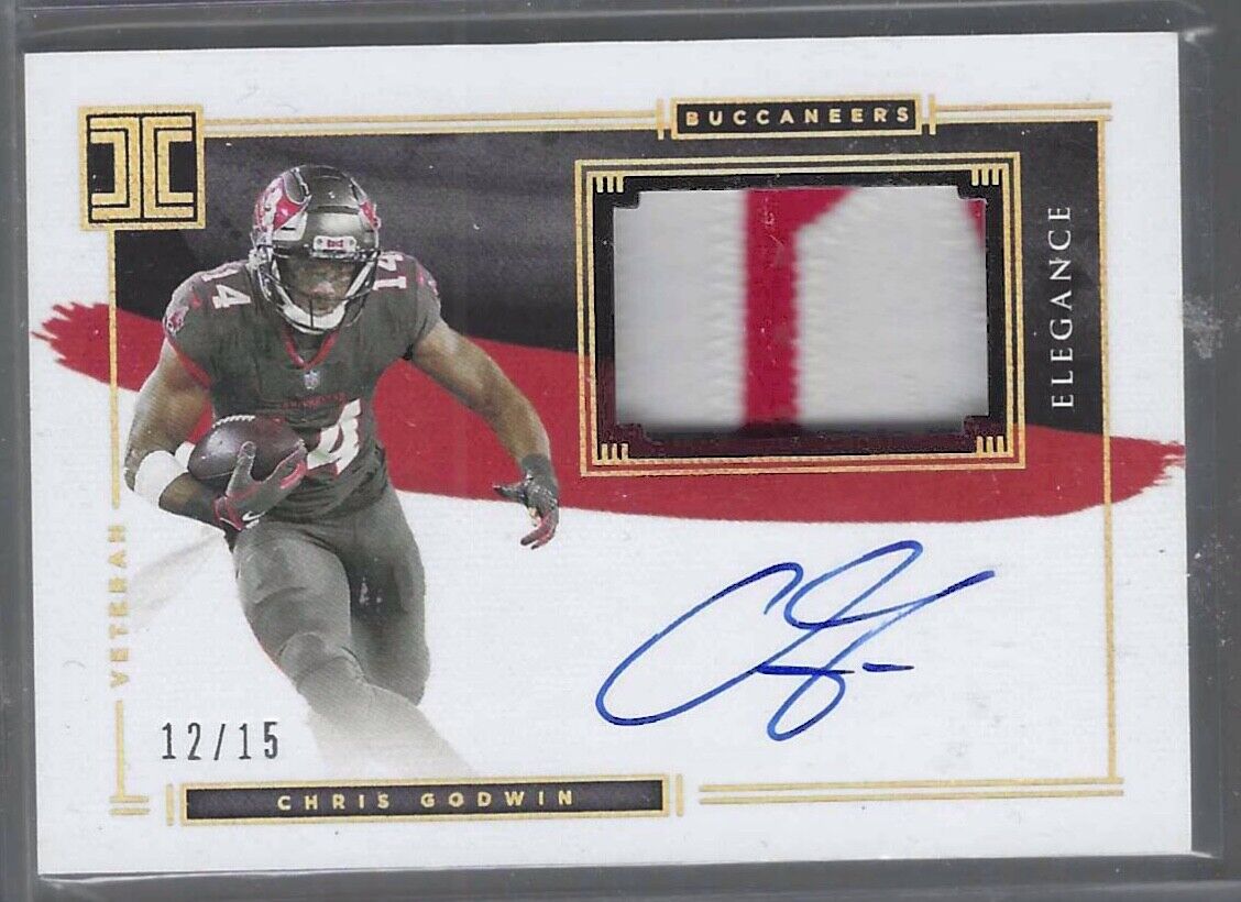 CHRIS GODWIN 2021 PANINI IMPECCABLE ELEGANCE PATCH AUTO #D 12/15