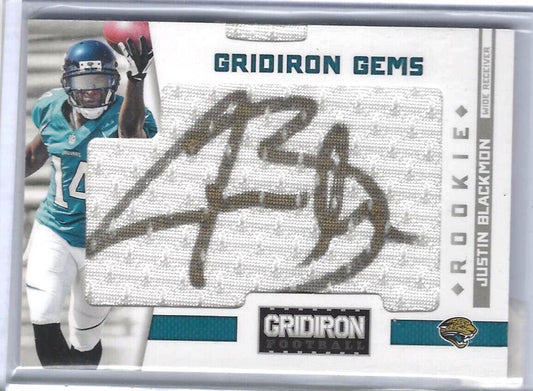 JUSTIN BLACKMON 2012 GRIDIRON GEMS PULLOUT GOLD JUMBO JERSEY AUTO RC #D 2/199
