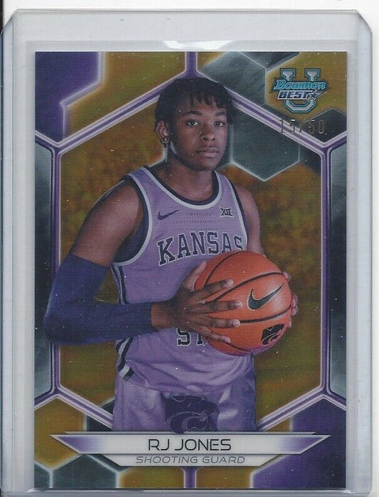 RJ JONES 2023 BOWMANS BEST GOLD KANSAS STATE REFRACTOR #D 15/50