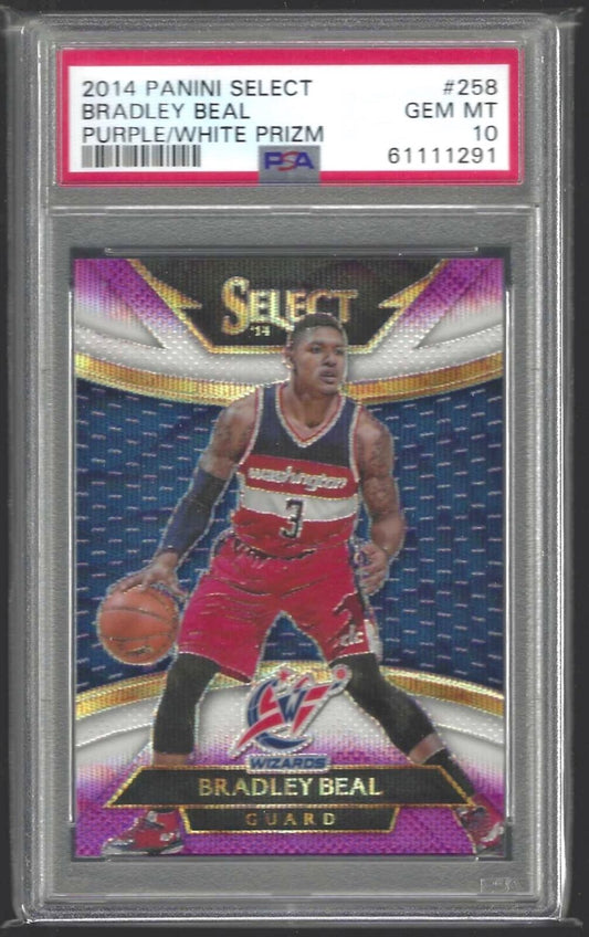 BRADLEY BEAL 2014-15 PANINI SELECT PURPLE & WHITE COURTSIDE PRIZM PSA 10 POP 4